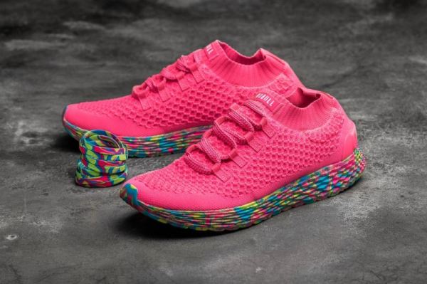 NOBULL MEN'S SHOES NEON PINK SWIRL KNIT RUNNER