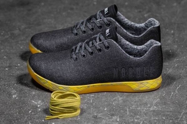 NOBULL MEN'S SHOES BLACK HEATHER YELLOW TRAINER