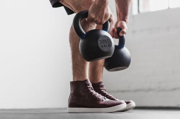 NOBULL MEN'S SHOES HIGH-TOP BURGUNDY LEATHER TRAINER
