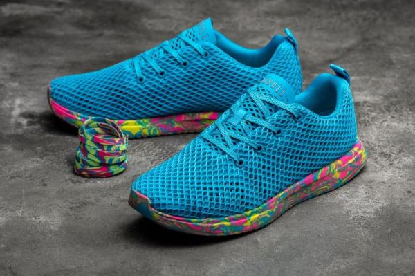 NOBULL MEN'S SHOES NEON BLUE SWIRL MESH RUNNER