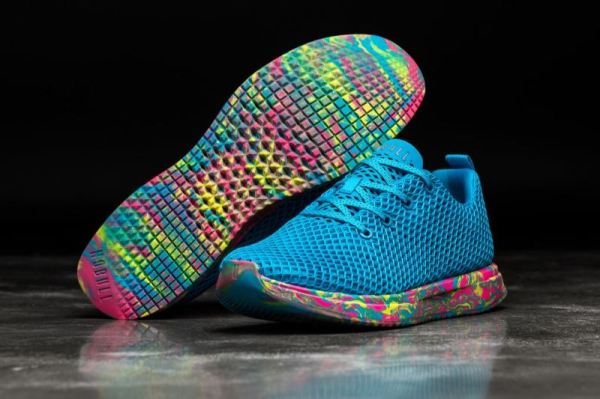 NOBULL MEN'S SHOES NEON BLUE SWIRL MESH RUNNER