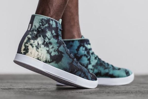 NOBULL MEN'S SHOES HIGH-TOP TEAL TIE-DYE CANVAS TRAINER