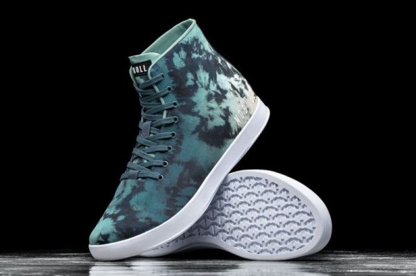 NOBULL MEN'S SHOES HIGH-TOP TEAL TIE-DYE CANVAS TRAINER