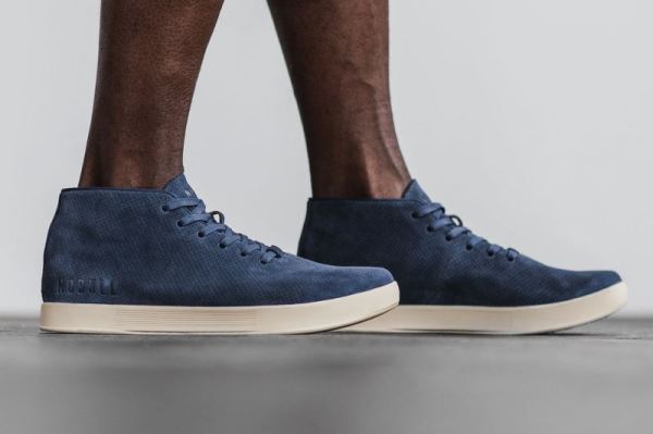 NOBULL MEN'S SHOES NAVY IVORY SUEDE MID TRAINER