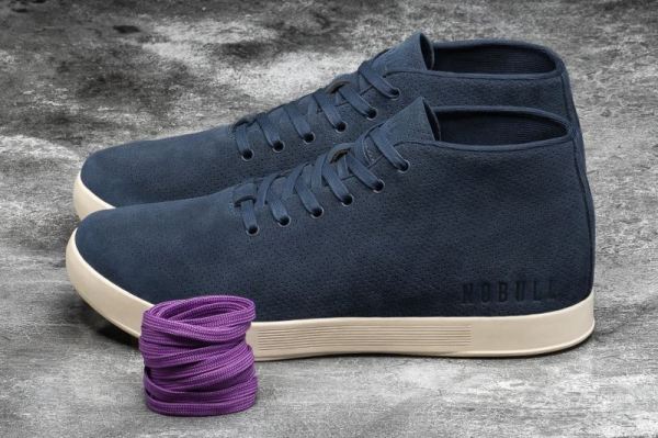 NOBULL MEN'S SHOES NAVY IVORY SUEDE MID TRAINER
