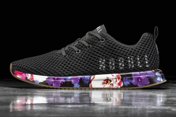 NOBULL MEN'S SHOES BLACK SPACE FLORAL MESH RUNNER