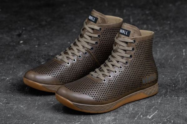 NOBULL WOMEN'S SHOES HIGH-TOP SAND LEATHER TRAINER