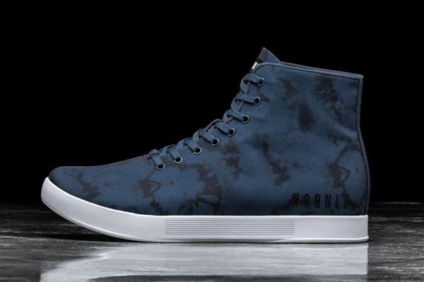 NOBULL MEN'S SHOES HIGH-TOP NAVY TIE-DYE CANVAS TRAINER