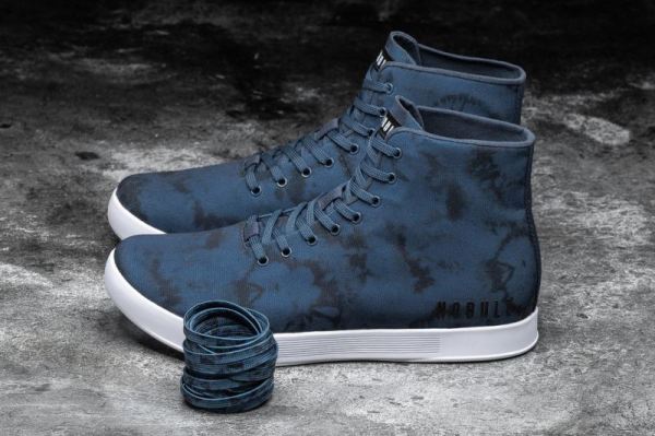 NOBULL MEN'S SHOES HIGH-TOP NAVY TIE-DYE CANVAS TRAINER