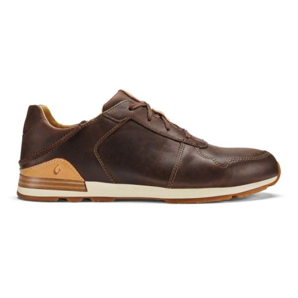 Olukai Men's Huaka'i Li Leather Sneakers - Dark Wood