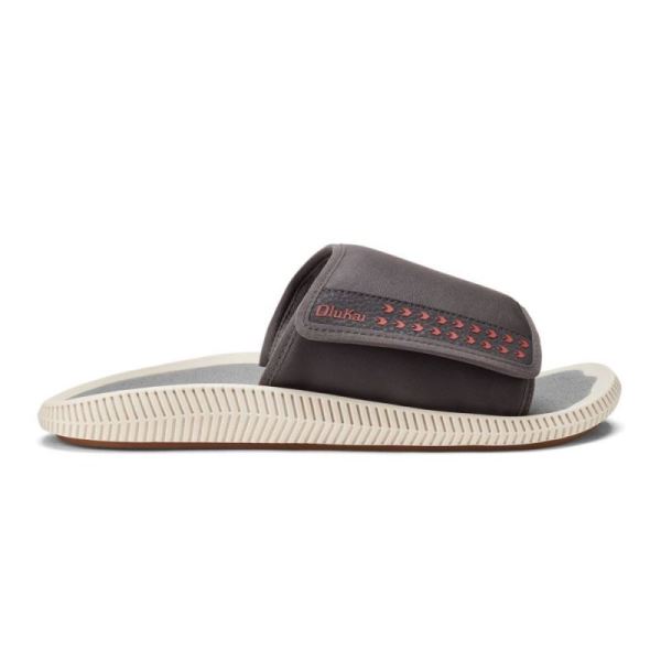 Olukai Men's Ulele 'Olu Slide Sandals - Pavement / Poi