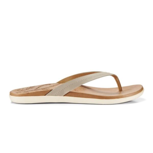 Olukai Women's Honu Leather Flip Flops - Tapa / Golden Sand