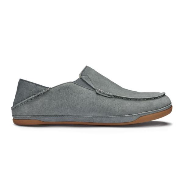 Olukai Men's Kipuka Hulu Leather Slippers - Charcoal