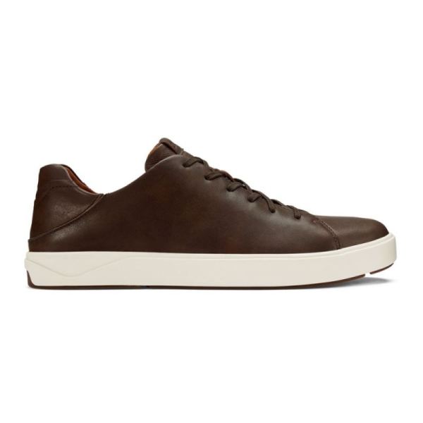 Olukai Men's Lae'ahi Li 'Ili Leather Sneakers - Dark Wood