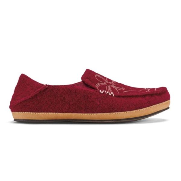 Olukai Women's Nohea Kilohana Wool Slippers - Red Ochre / Golden Sand