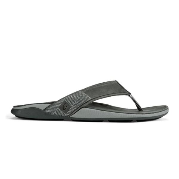 Olukai Men's Tuahine Leather Beach Sandals - Stone