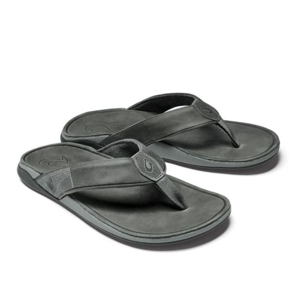 Olukai Men's Tuahine Leather Beach Sandals - Stone