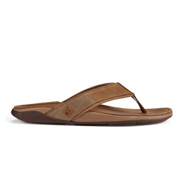 Olukai Men's Tuahine Leather Beach Sandals - Toffee