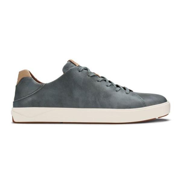 Olukai Men's Lae'ahi Li 'Ili Leather Sneakers - Charcoal