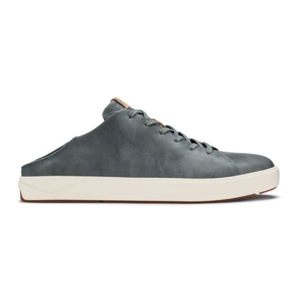 Olukai Men's Lae'ahi Li 'Ili Leather Sneakers - Charcoal