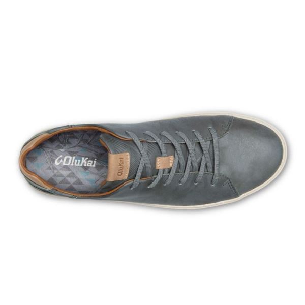 Olukai Men's Lae'ahi Li 'Ili Leather Sneakers - Charcoal
