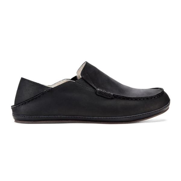 Olukai Men's Moloa Leather Slippers - Onyx