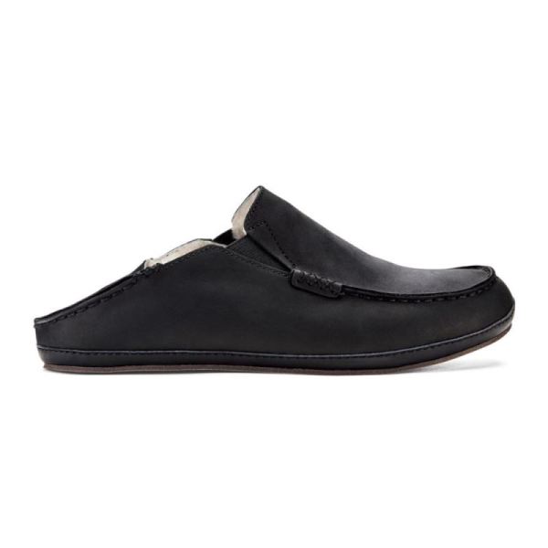Olukai Men's Moloa Leather Slippers - Onyx