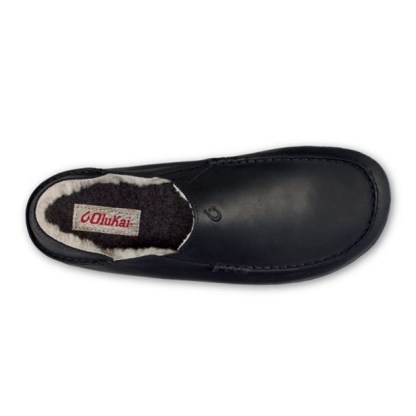 Olukai Men's Moloa Leather Slippers - Onyx