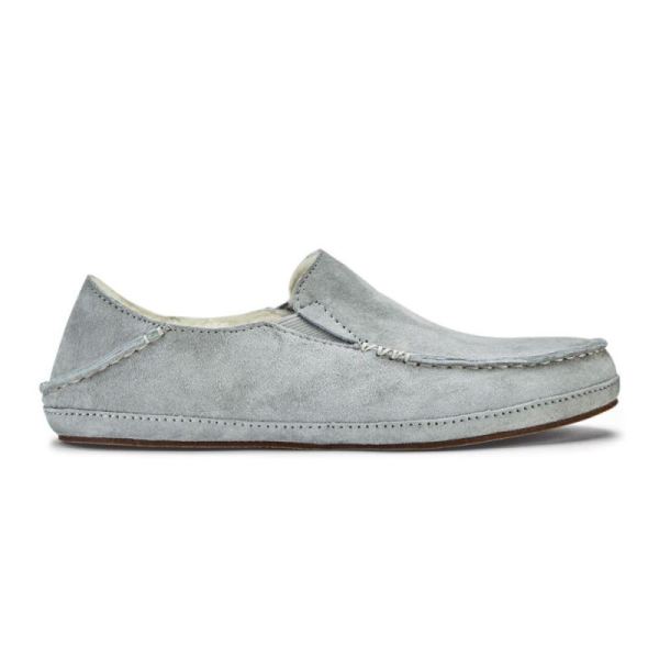 Olukai Women's Nohea Leather Slippers - Pale Grey