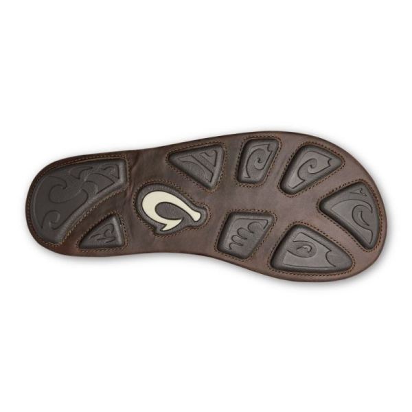 Olukai Men's Mea Ola Leather Sandals - Dark Shadow / Mustang