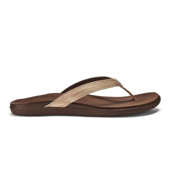 Olukai Women's Aukai Leather Sandals - Copper / Dark Java