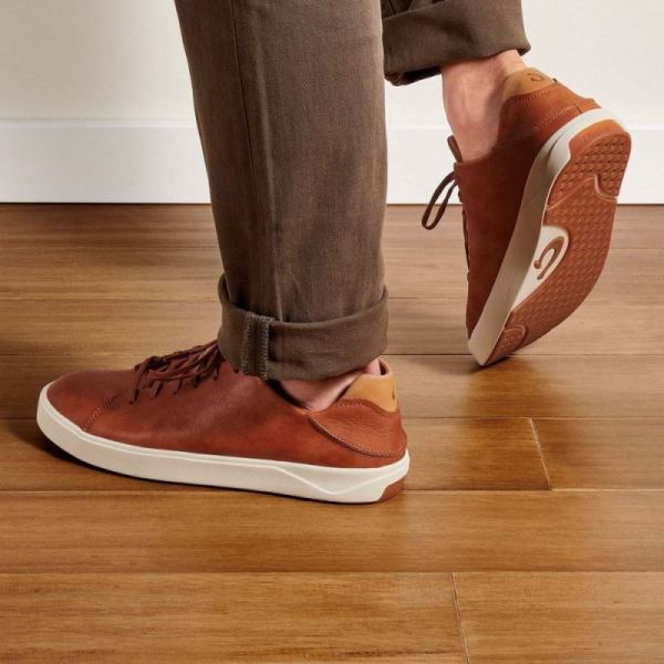 Olukai Men's Lae'ahi Li 'Ili Leather Sneakers - Fox