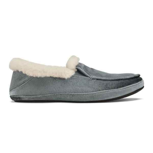 Olukai Women's Ku'una Lanui Velvet Slippers - Charcoal