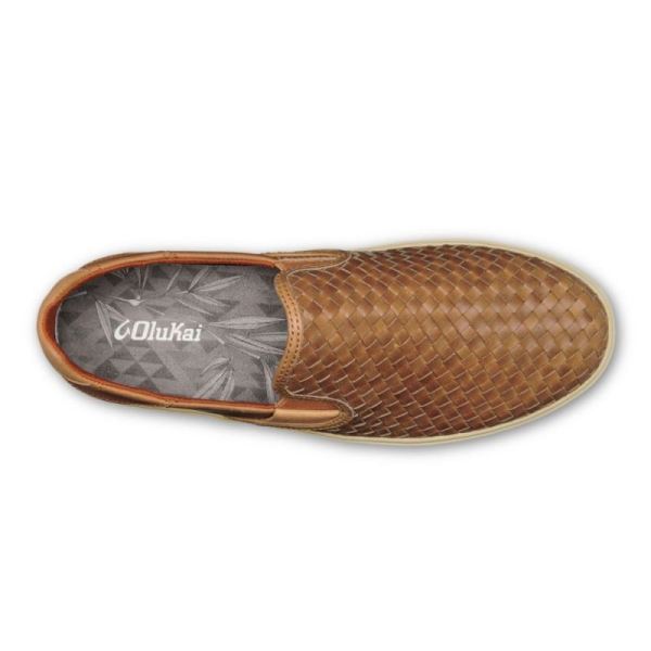 Olukai Men's Lae'ahi Lauhala Leather Slip-On Sneakers - Fox