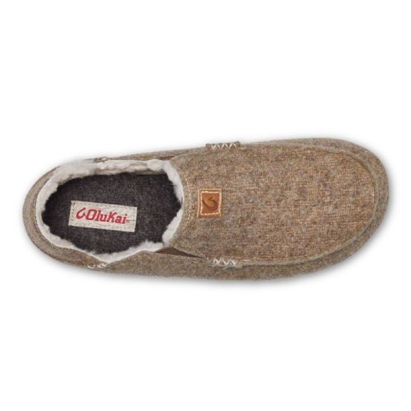 Olukai Men's Moloa Kilohana Wool Slippers - Mustang