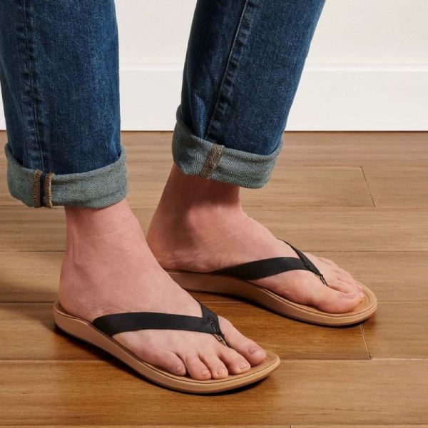 Olukai Women's Nonohe - Black / Golden Sand