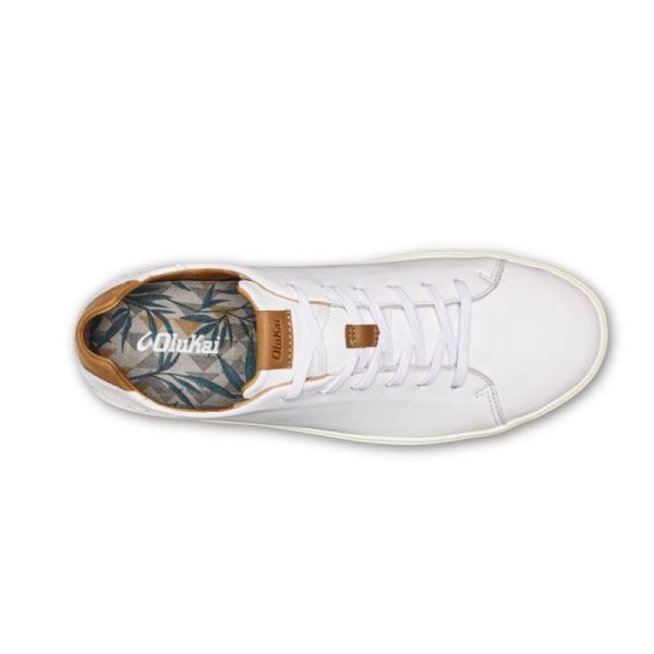 Olukai Men's Lae'ahi Li 'Ili Leather Sneakers - White