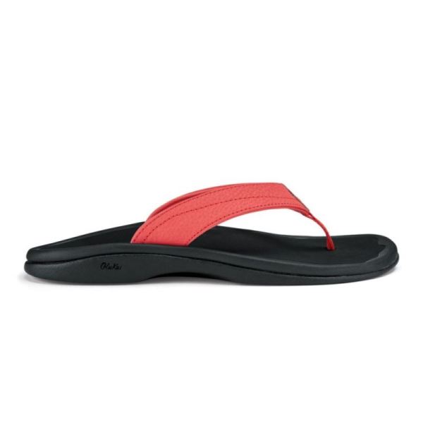 Olukai Women's Ohana Beach Sandal - Hot Coral / Black