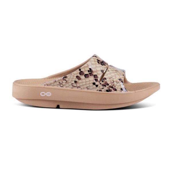 Oofos Women's OOahh Luxe Slide Sandal - Desert Snake