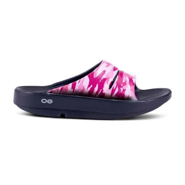 Oofos Women's OOahh Luxe Slide Sandal - Project Pink Camo