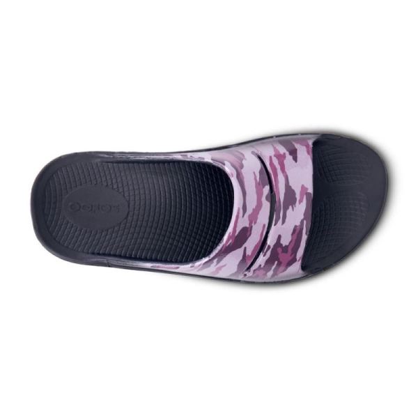 Oofos Women's OOahh Luxe Slide Sandal - Purple Camo