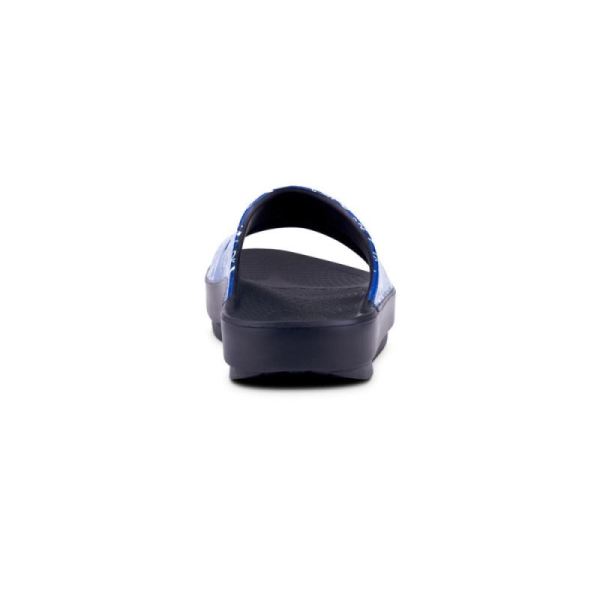 Oofos Women's OOahh Luxe Slide Sandal - Blue Bandana