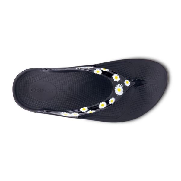 Oofos Women's OOlala Limited Sandal - Black Daisy