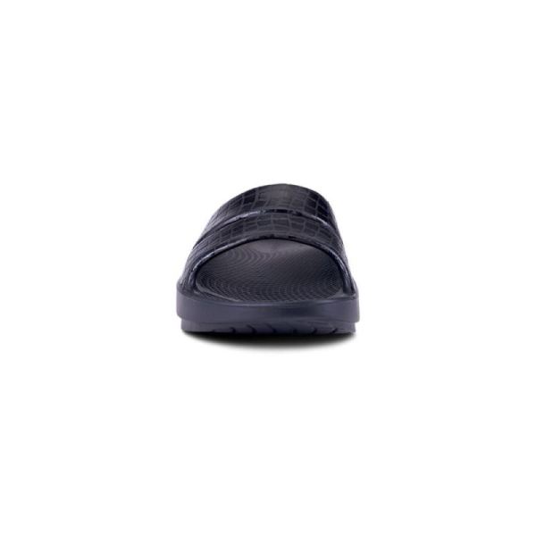 Oofos Women's OOahh Luxe Slide Sandal - Black Gator