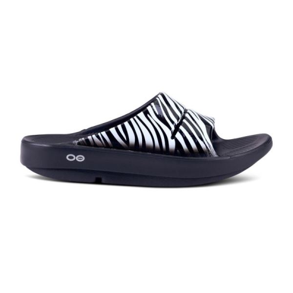 Oofos Women's OOahh Luxe Slide Sandal - Zebra