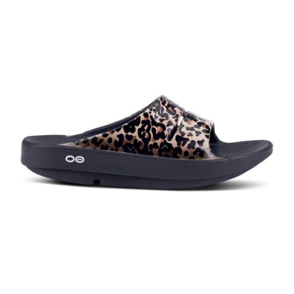 Oofos Women's OOahh Luxe Slide Sandal - Leopard