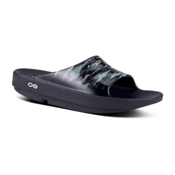 Oofos Women's OOahh Luxe Slide Sandal - Green Camo