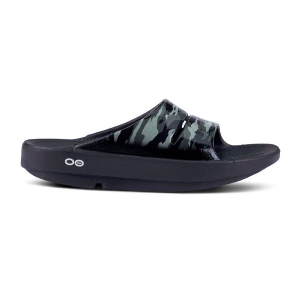 Oofos Women's OOahh Luxe Slide Sandal - Green Camo