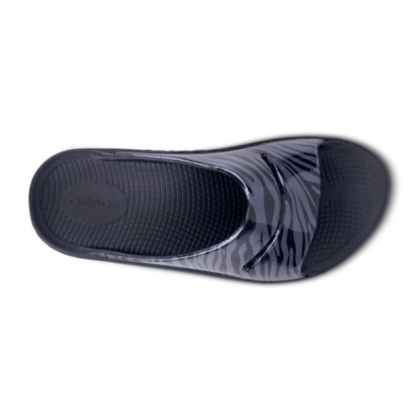 Oofos Women's OOahh Luxe Slide Sandal - Gray Zebra