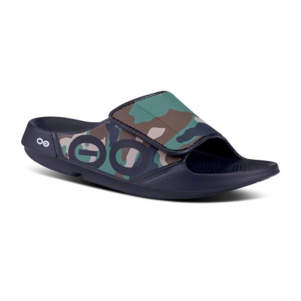 Oofos Men's OOahh Sport Flex Sandal- Woodland Camo